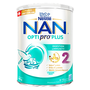 Sữa bột Nestlé NAN OPTIPRO PLUS 2 800g/lon với 5HMO Sản Xuất Tại Thụy Sĩ (6 - 12 tháng)