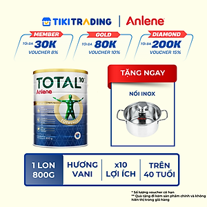 [MỚI] Sữa bột bổ sung dinh dưỡng Anlene Total 10 lon 800g Tặng 1 Nồi Inox Hoặc Chảo 18cm