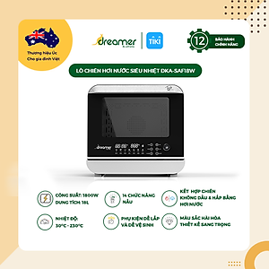 [Hàng Chính Hãng] Lò Chiên Hơi Nước Siêu Nhiệt DKA-SAF118W 18L Kết Hợp Chiên Và Hấp Hơi Nước, 14 Chức Năng Nấu, Màn Hình Cảm Ứng và Núm Xoay Tiện Lợi