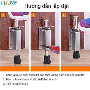 Đồ chặn cửa 2 chiều chốt đạp lò xo đế cao su Hobby Home Decor CCD1