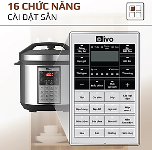 Nồi Áp Suất Điện Olivo PC60 Ruột Inox 6L Thương Hiệu Mỹ Gồm 16 Chức Năng Công Suất 1000 W - Hàng Chính Hãng
