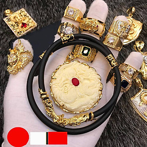 Dây Chuyền Mặt Rồng Tròn Ngọc Đỏ Mạ Vàng + TẶNG LÁ BỒ ĐỀ MAY MẮN TÀI LỘC ĐỂ VÍ ĐIỆN THOẠI