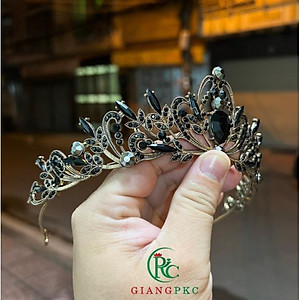 Vương miện cô dâu đá đen dáng thấp Giangpkc 11-2021 HCM
