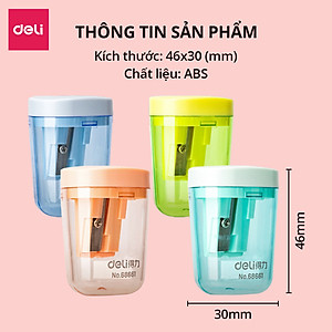 Gọt Bút Chì, Chuốt Bút Chì Mini DELI Lưỡi Thép Không Gỉ, Cắt Bén, Hạn Chế Gãy Ngòi Chì. 