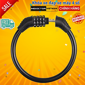 Khóa Xe Đạp Thể Thao Chống Trộm Khóa Dây Treo Yên Xe Đạp 4 Số Xoay Mã Khóa Tránh Mất Chìa Khóa - Hãng miDoctor