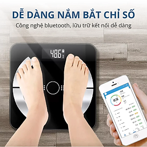 Cân điện tử bluetooth phân tích chỉ số cơ thể Kachi MK223 - Màu đen - Hàng chính hãng