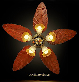 Quạt trần trang trí 52KSA - 2520 - cánh hình lá gỗ tự nhiên độc đáo có tính thẩm mĩ cao - Tặng bộ điều khiển từ xa