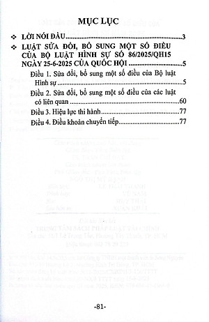 Sách - Luật Sửa Đổi, Bổ Sung Một Số Điều Của Bộ Luật Hình Sự Năm 2025