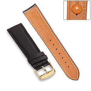 Dây Đồng Hồ Da Bò Italy Cao Cấp Màu Đen Size 15/17/19/21/23/25mm - Dây Da Đồng Hồ Da Bò Thật 100%, Bảo Hành 12T 