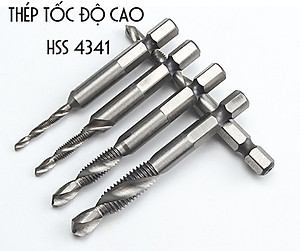 Bộ 6 Mũi Khoan Taro HSS 4341 Tạo Ren Cao Cấp, giúp tiết kiệm thời gian thi công, tiết kiệm chi phí siêu tiện lợi. M3, M4, M5, M6, M8, M10 