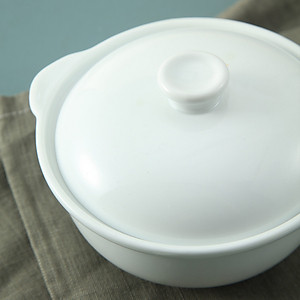 Bát hai tai có nắp Long Phương - Bát sứ đựng súp, chưng đồ ăn dặm size nhỡ 5 inch