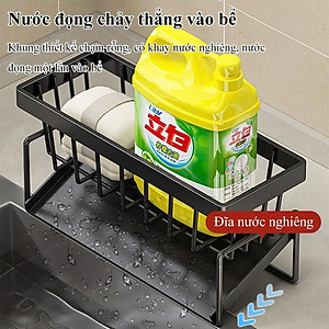 Kệ đựng đồ rửa chén bát PaKaSa có giá để giẻ rửa chén trên bồn có khay hứng nước nghiêng thép không gỉ - Hàng chính hãng