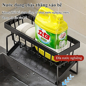 Kệ khay chữ nhật để miếng rửa chén có Khay Hứng Nước GROFA