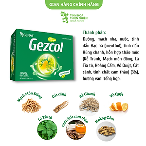Combo 3 hộp 100 viên - Kẹo thảo mộc Gezcol - Genat Gừng - Genat Chanh sả - Giao 2H HCM