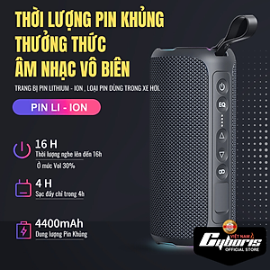 Loa Nghe Nhạc Bluetooth Cyboris S7, Loa siêu Bass, Công suất 40W, Chống nước IPX7, Pin 4000mAh. Hàng chính hãng