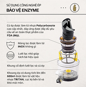 Máy Ép Chậm Olivo SJ196 – Ống Tiếp Nguyên Liệu Lớn 13cm – Động Cơ AC Cao Cấp