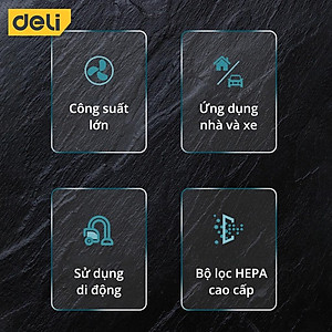 Máy Hút Bụi Cầm Tay Mini Không Dây Deli - Làm Sạch Cho Ô Tô, Đồ Dùng Trong Gia Đình - Nhỏ Gọn, Dễ Sử Dụng - Hàng Chính Hãng DL8080 DL8081