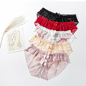 Quần lót ren lọt khe xẻ đáy không đũng đính nơ gợi cảm