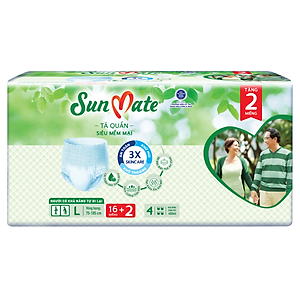 [Mẫu mới] Combo 2 Tã quần SunMate siêu mềm mại G1 mới size L-16+2 miếng