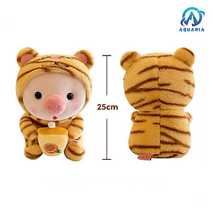 Gấu Bông Gối Ôm Thú Bông, Nhồi Bông Heo Baby Hóa Trang Uống Trà Sữa Siêu Dễ Thương Hot Hit 25cm