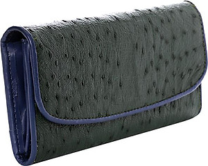 Ví Nữ Da Đà Điểu 3 Gấp Huy Hoàng HT3410 (19 x 10.5 cm) - Xanh Rêu