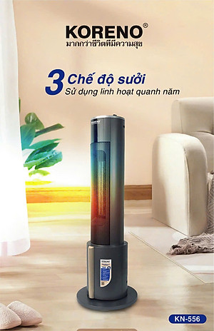 Máy sưởi gốm có phun sương tạo ẩm không khô da KORENO, quạt sưởi ấm không đốt oxi đổ tự ngắt tiết kiệm điện hàng chính hãng
