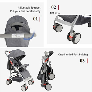 Xe đẩy cho bé du lịch A2 - Khung cao cấp siêu nhẹ, gấp gọn, bảo hành 12 tháng chính hãng