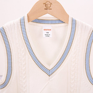 Áo len gile cho bé gái cổ tim 3-8 tuổi hàng WERZTOUN đanh sợi không bai xù điệu đà đáng yêu