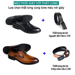 Giày nam Derby công sở da bò nappa cao cấp G113- Bụi leather- hộp sang trọng - Bảo hành 12 tháng