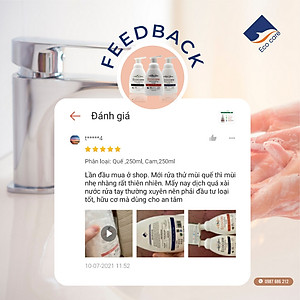 Nước rửa tay hữu cơ diệt khuẩn dạng bọt tinh dàu Cam 250ml thương hiệu Ecocare