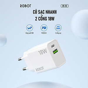 Củ Sạc Nhanh Robot RT-F2 18W 2 Cổng Type-C USB Sạc Nhanh Chuẩn QC 3.0 PD - Hàng Chính Hãng