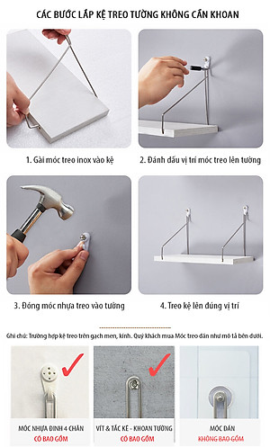 [Mua 2 giảm 10%] Kệ Gỗ Trang Trí Treo Tường Không Khoan SIB Decor, Móc Inox, Phụ Kiện Tặng Kèm KT02