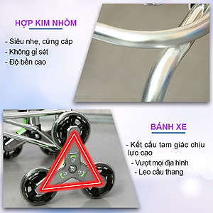 Xe kéo đi chợ Inox 6 bánh leo cầu thang, gấp gọn tiện dụng NIKITA