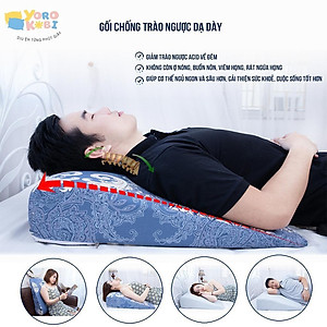 Gối chống trào ngược dạ dày Yorokobi cao 16cm-Gối thông minh 2 trong 1, chống lún, thư giãn vai gáy