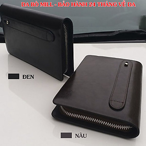 Ví dài cầm tay da bò Mill cao cấp Bụi Leather C104 - Bảo hành 12 tháng