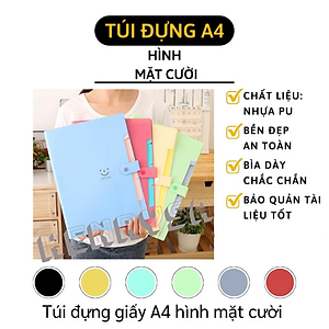 Túi đựng giấy A4/Bìa đựng hồ sơ/Tập đựng tài liệu hình mặt cười 32.5x14cm (giao màu ngẫu nhiên) - HENRYSA