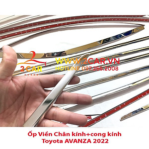 Nẹp viền chân kính, cong kính xe TOYOTA AVANZA 2022 2023 chất liệu inox 304 sáng bóng