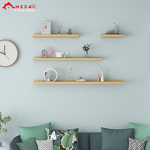 Kệ gỗ treo tường, kệ trang trí Anzzar, decor phòng ngủ, phòng khách, giá gỗ treo tường