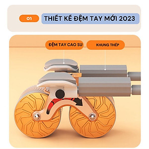 Con lăn tập bụng - Dụng cụ tập gym tại nhà thế hệ mới 2 bánh có chỗ để tay tiện dụng, chất liệu cao cấp - Hãng dododios