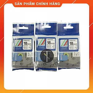 Nhãn In đa lớp Tz2-241 - Đen nền trắng 18mm x 8m - Hàng nhập khẩu