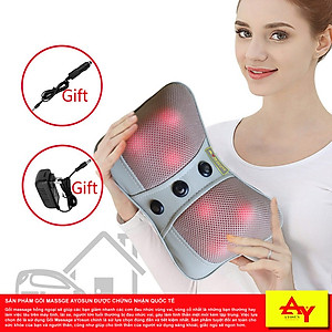 Gối massage thư giãn hồng ngoại ayosun 6 bi