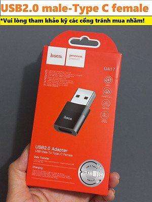 [ Type C  Adapter ] Đầu chuyển type C sang USB 3.0  / iP hỗ trợ OTG cho điện thoại tablet laptop hoco UA17 _ hàng chính hãng