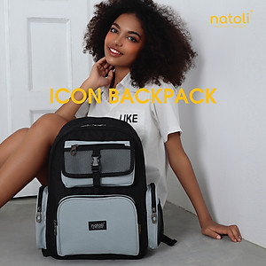 Balo unisex ICON BACKPACK chính hãng NATOLI chất vải canvas fashion kháng nước dày dặn chống sốc