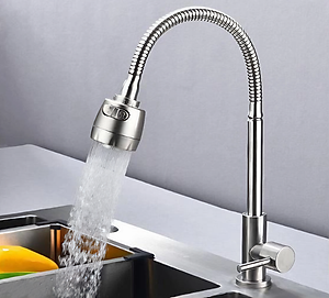 Vòi rửa chén nóng lạnh KG95 cao cấp cần lò xo bẻ xoay 360 dễ sử dụng inox304 - Hàng chính hãng