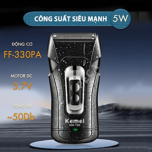 Máy cạo râu mini Kemei KM-T98 công suất mạnh mẽ 5W chống nước IPX5 - Hàng chính hãng