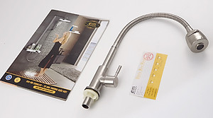 Vòi rửa chén lạnh Inox SUS 304, cần lò xo Eurolife EL-RC09 (Trắng vàng)