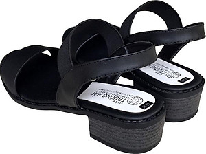 Giày sandal nữ Trường Hải gót vuông 4cm màu đen đế cao su mềm dẻo chống trơn thời trang cao cấp XDN236