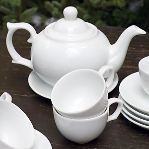 Bộ ấm bầu 2 mới trắng sứ Long Phương cao cấp dung tích 500ml