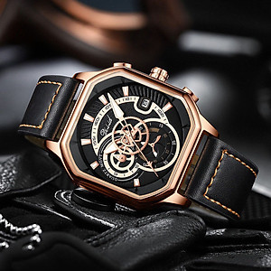 Đồng hồ nam dây da DIZIZID chính hãng mặt vuông cá tính, Chạy full 6 kim và lịch ngày, Kim dạ quang cao cấp, Chống nước cực tốt, Tặng kèm pin dự phòng DZBD79