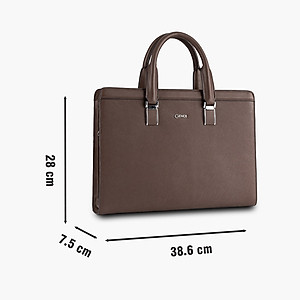 Túi Xách Nam Công Sở Cặp Da Doanh Nhân GENCE CDX14 Da Bò Cao Cấp Màu Nâu Đậm